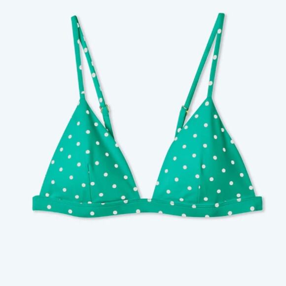 SUMMERSALT Green Polka Dot Classic Triangle Bikini Top Size 6 NWOT - Picture 1 of 7